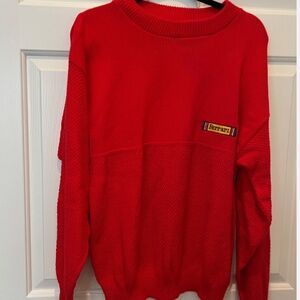 Outer Reef Red Mens Sweater 100% Cotton Pre-Owned Size L Ferrari Emblem On Front